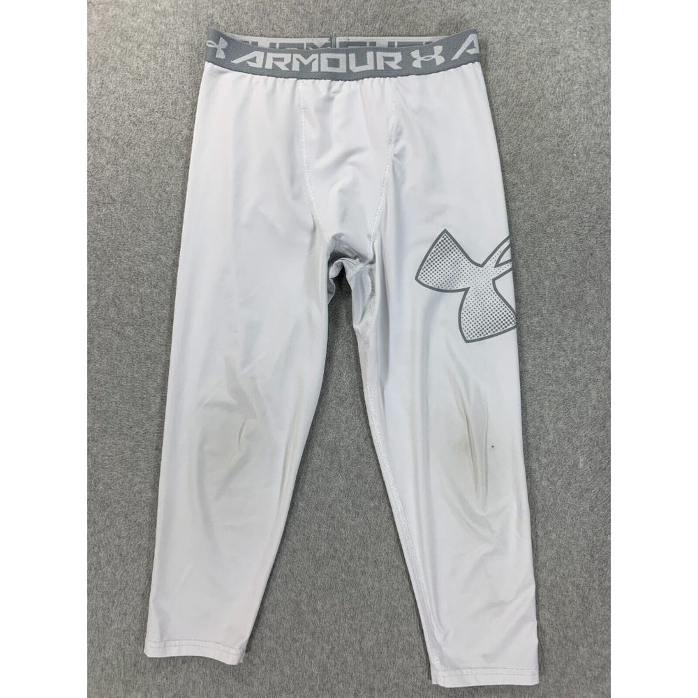 Under Armour Compression 3/4 Length Running Training‎ Tights (Youth XL) White